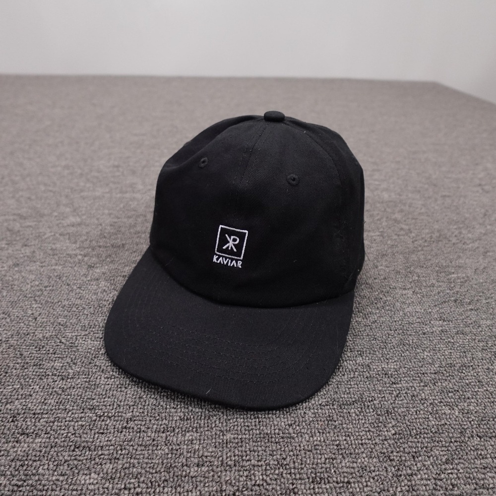 Kaviar Hat Cap Strap Back Mens One Size Black Twill Baseball Embroidered Logo